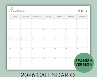 Calendario imprimible español 2026: Planificador minimalista de paisajes (descarga en PDF, 28 x 21,5 cm)