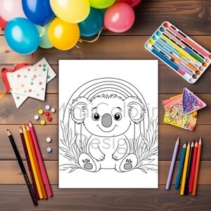 27 Koala Coloring Pages for Kids, Printable Coloring Book, Australian ...
