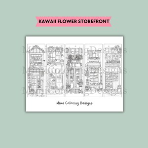 Kawaii Storefront Bundle Coloring Bookmarks Printable for Adults, Storefront Bookmark, Reading Nook Decor, Book Lover Gift