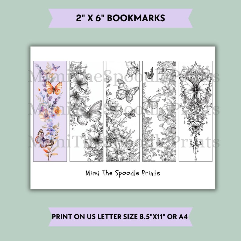 Butterfly Coloring Bookmarks Printable for Butterfly Lover, Butterfly ...