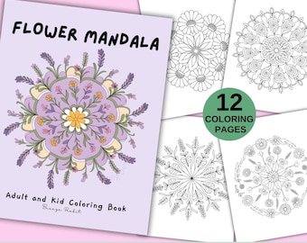 Floral Mandala Coloring Pages: Simple Stress Relief (Digital Download)
