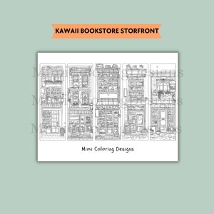 Kawaii Storefront Bundle Coloring Bookmarks Printable for Adults, Storefront Bookmark, Reading Nook Decor, Book Lover Gift