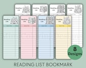 Library Card  Bookmark, Printable Reading List Bookmark Set, Book Tracker (PDF Digital Download)