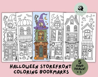 Kolorowanki z motywem Halloween, zakładki do książek do druku na Halloween, świąteczny prezent dla miłośnika książek, cyfrowe pobieranie plików PDF