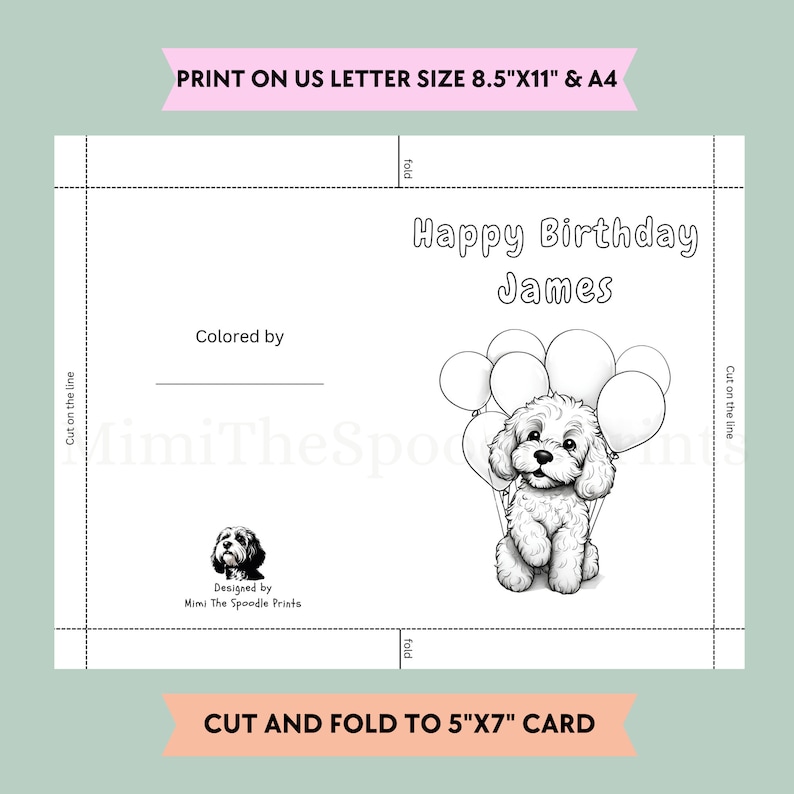 Coloring Birthday Card Printable Kids Birthday Card Happy - Etsy