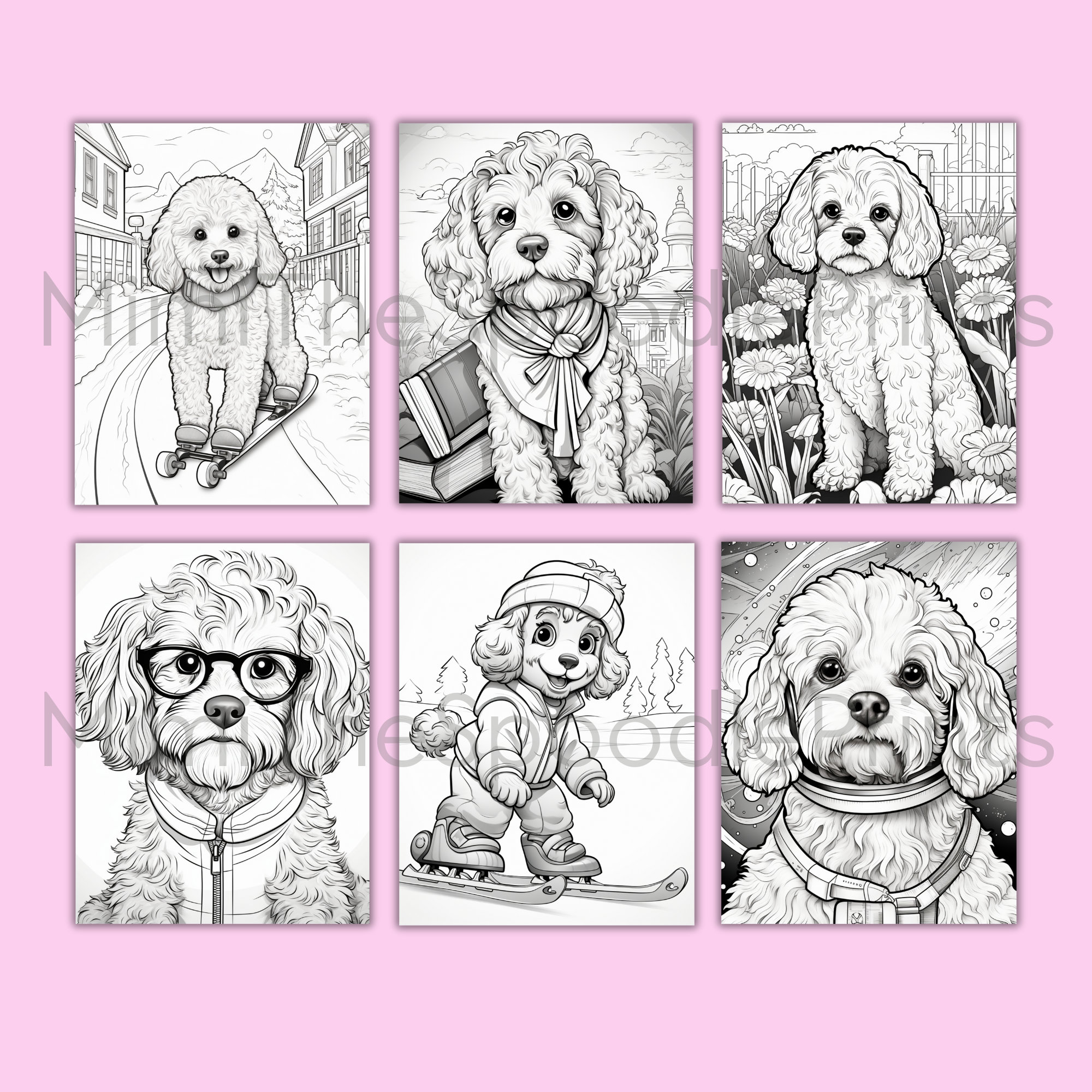 Cockapoo Coloring Book: 40 Printable Dog Lover Pages (digital Download ...