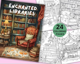Enchanted Library Coloring Book: 24 Printable Pages for Adults (Digital Download)