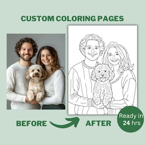 1 Custom Coloring Pages Printable,Printable Coloring Book,Personalized Coloring Pages from Photo,Line Drawing Portrait,Wedding Coloring book