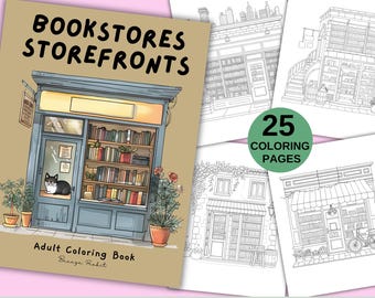 Bookstore Storefronts Coloring Book: Urban Sketch Designs (Digital Download)