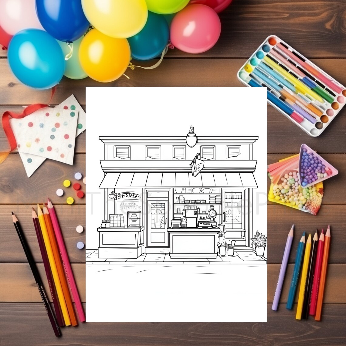 24 Storefronts Coloring Pages for Adults Printable Coloring - Etsy UK