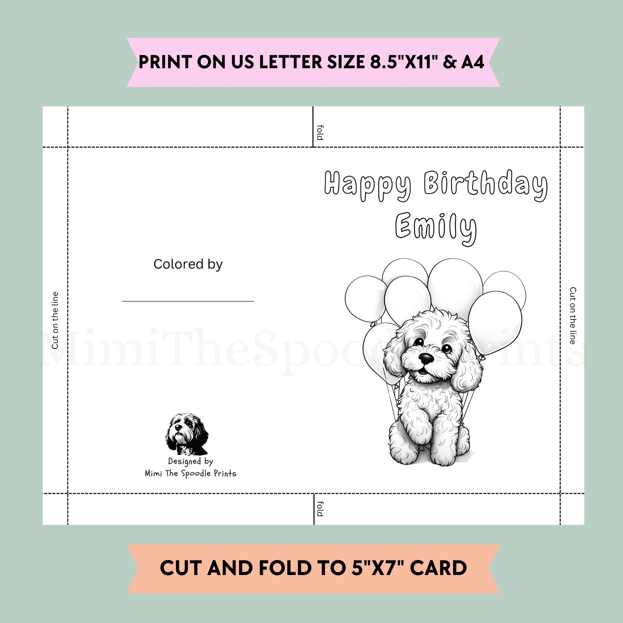 Coloring Birthday Card Printable Kids Birthday Card Happy - Etsy