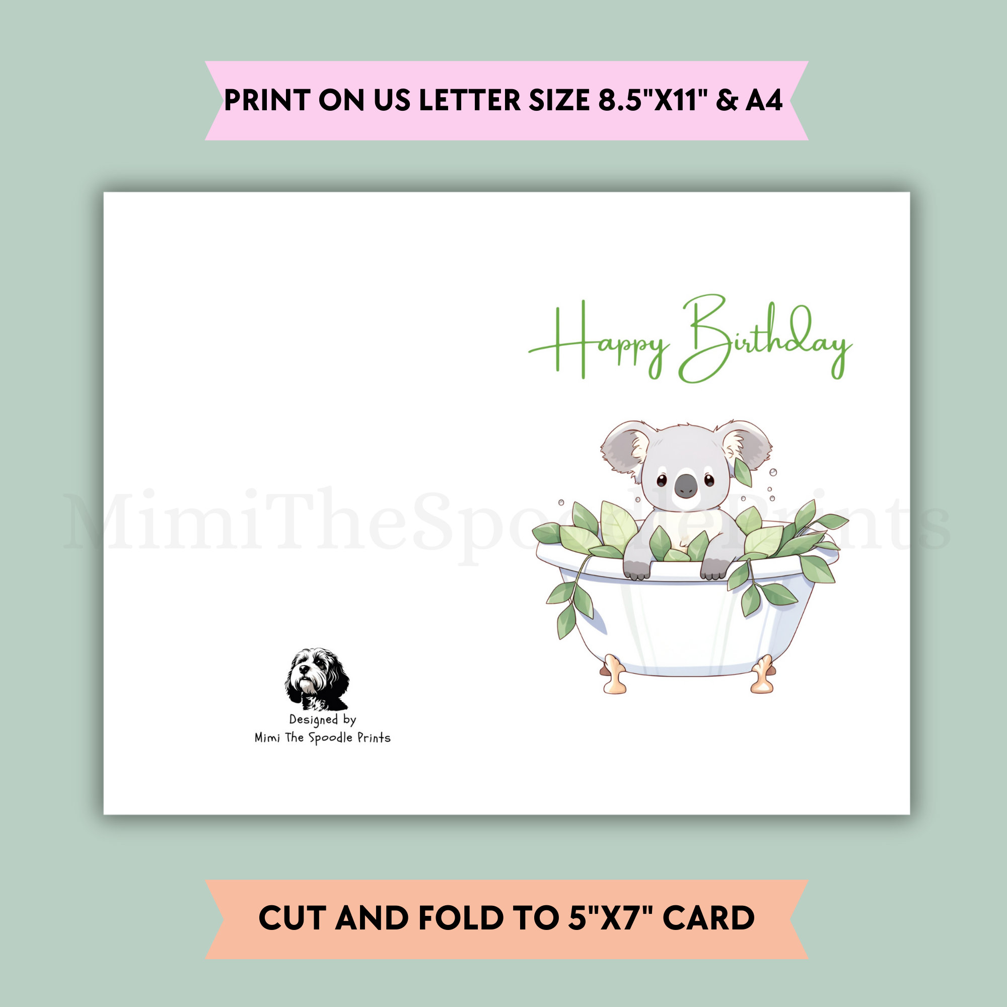 Birthday Card Printable, for Koala Lover, Happy Birthday, Koala in ...
