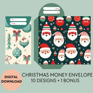 Weihnachtsgeld-Umschlag Vorlage, Geldhalter, Geld-Umschlag, Bargeld-Umschlag, digitaler Download