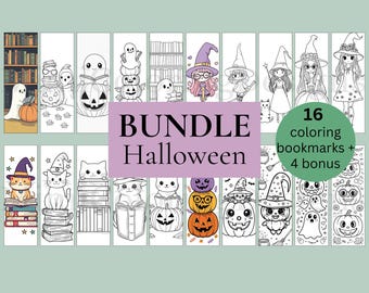 Halloween Coloring Bookmarks Bundle, Ghosts, Cats, Pumpkins  (Digital Download PDF)