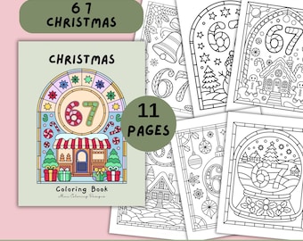 6 7 Christmas Coloring Pages for Kids, Six Seven Coloring Pages Printable, Xmas Activity Holiday Coloring (Digital Download PDF)