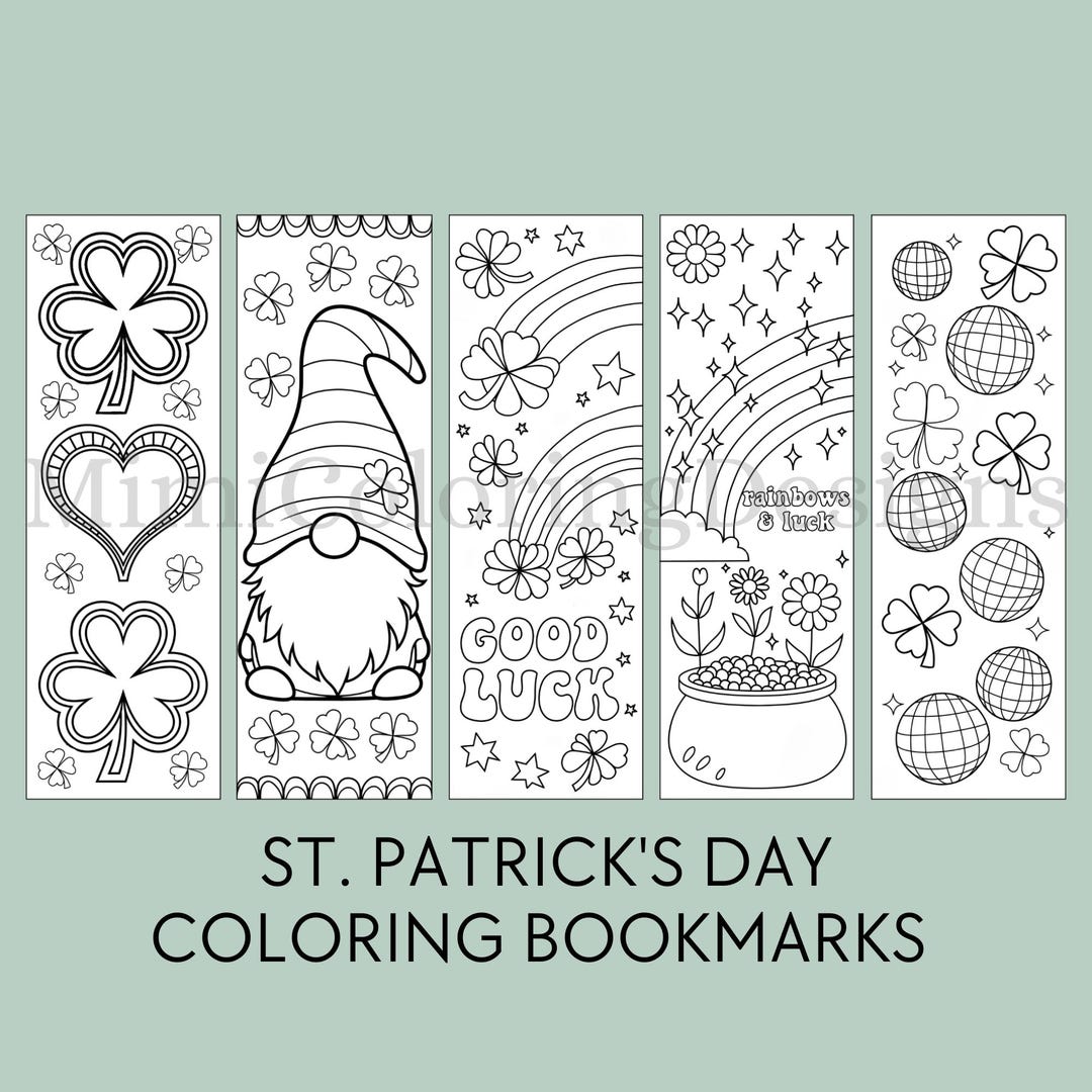 ST. PATRICK'S Day Coloring Bookmarks Printable for Kids, St Patricks ...