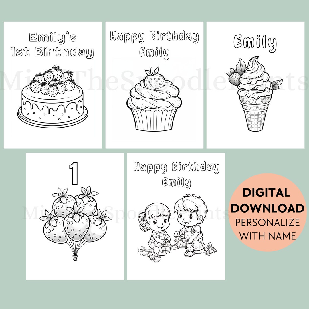 Personalized Birthday Coloring Pages for Kids, Custom Name Birthday ...