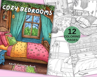Cozy Bedroom Coloring Pages for Adults: Boho Relaxation (Digital Download)
