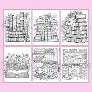 Library Coloring Pages for Adults, Printable Coloring Book, Enchanted Libraries, Booklover Gift, Relaxation, Stress Relief, Mindfulness Gift