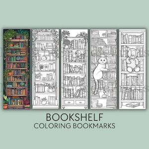Segnalibri da colorare per la libreria: decorazione per angolo lettura (download digitale)