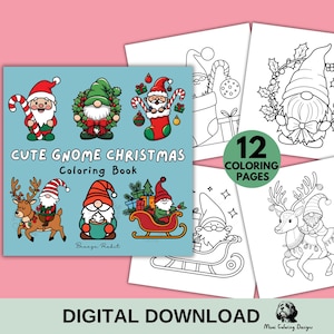 Gnome Christmas Coloring Pages: 12 Holiday Illustrations (Printable PDF)