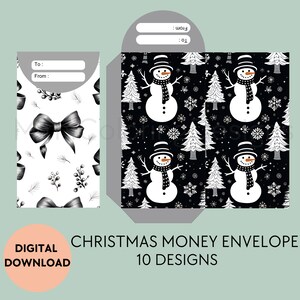 Weihnachtsgeld Umschlag Vorlage: Schwarz & Weiß (Digitaler Download)