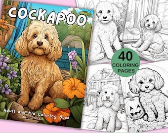 Cockapoo Coloring Book: 40 Printable Dog Lover Pages (Digital Download)