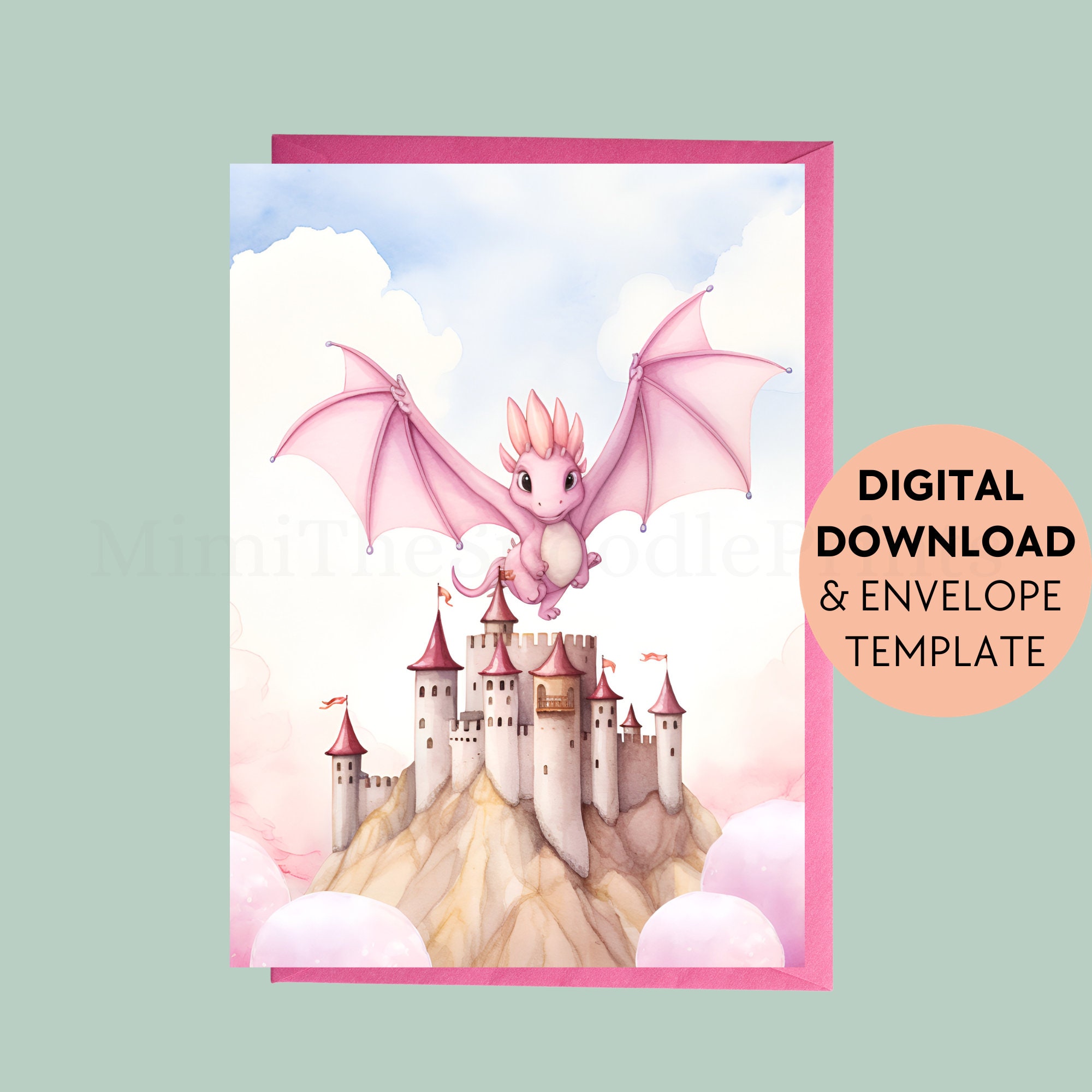Dragon Birthday Card Printable, for Kids, Dragon Lover Gift, Mythical ...