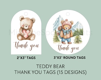 Teddy Bear Thank You Tags: Baby Shower Favor (Digital Download)