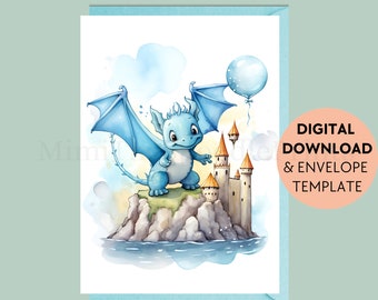 Dragon Birthday Card for Kids: Fantasy Creature Printable (Digital Download)
