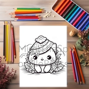 Kawaii Food and Drinks Coloring Pages for Adults and Kids, Printable Coloring Book, Kawaii Coloring, Digital Download