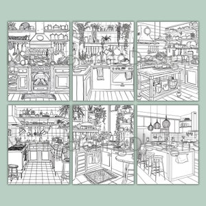 Cozy Kitchen Coloring Pages for Adults Printable Coloring Book, Boho ...