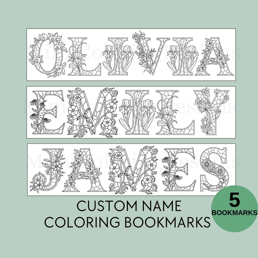 Name Bookmark Colour In Custom Name Coloring Bookmarks: Floral Stained Glass Coloring ...