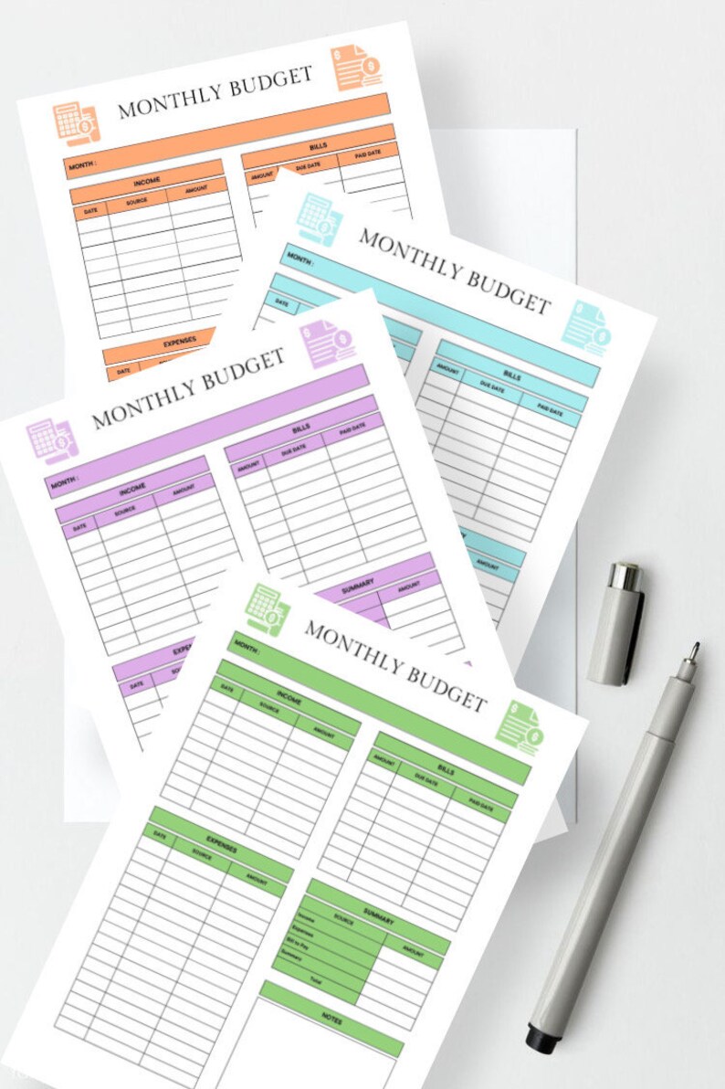Printable Monthly Budget Planner, Budget Planner, Financial Journal ...