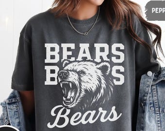 Maglietta Bear Mascot Comfort Colors, maglietta unisex con grafica Bears, maglietta vintage per il giorno della partita, maglietta Bear College, Football Comfort Colors 1717