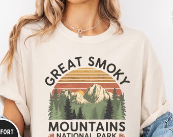 Vintage Great Smoky National Park T-shirt, Tennessee Comfort Colors Tee Outdoor Adventure Shirt Men Women Unisex Garment-Dyed Top Gatlinburg