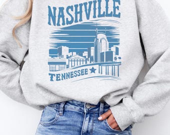 Vintage Nashville Sweatshirt, Retro Music City Jumper, Nashville Tennessee Pullover, Nashville Souvenir Apparel, Music Lover Gift, Nashville