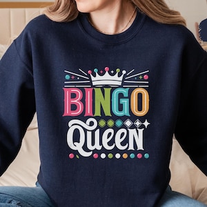 Bingo Sweatshirt, Bingo Queen Sweatshirt, Bingo Lover Funny Bingo Squad Shirt Bingo Game Vintage Shirt Gift for Bingo Lover Retro Bingo tee