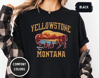 Camiseta de bisonte de Yellowstone, camiseta de recuerdo del parque, regalo para amantes de la vida silvestre, camiseta para amantes de la naturaleza, ropa de aventura, camiseta de colores cómodos