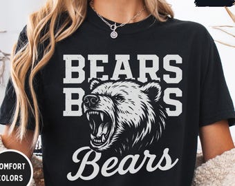 Maglietta Bear Mascot Comfort Colors, maglietta unisex con grafica Bears, maglietta vintage per il giorno della partita, maglietta Bear College, Football Comfort Colors 1717