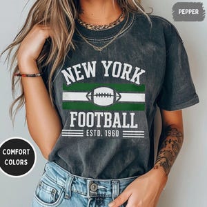 Vintage New York Football T-shirt, Retro New York Shirt, Comfort Colors Unisex Top, Sports Fan Gift, Jet Distressed Gameday Football tee