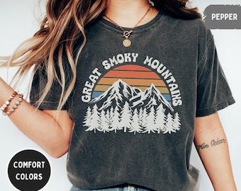 Great Smoky Mountains National Park Komfortfarben T-Shirt, Naturliebhaber T-Shirt, Outdoor-Enthusiast Shirt, Berggrafik-Top, Abenteuer