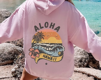 Hawaii Aloha hoodie, Retro Hawaii Beach hoodie, Beach Sweatshirt, Vintage Aloha Sweatshirt, Sunset Hoodie Summer Hoodie Hawaii Surf Hoodie