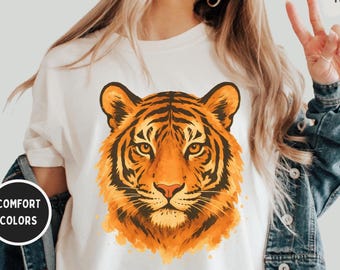 Tiger Mascot Unisex T-Shirt, Komfort Farben 1717 Shirt, Vintage Grafik T-Shirt, Distressed Grafik Shirt, Tiger Liebhaber T-Shirt, Geschenk für Sie und Ihn