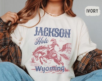 Koszulka Jackson Hole Comfort Colors Vintage, Koszulka Wyoming, Koszulka Jackson Hole Wyoming, Pamiątka Jackson Hole, Prezent Wyoming Koszulka Rodeo Girl