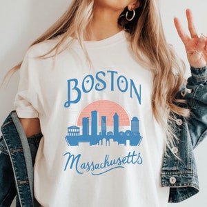 Camiseta Boston Comfort Colors, camiseta Massachusetts, camiseta Boston, camiseta de vacaciones, ropa Boston, souvenirs Boston, regalos de vacaciones, camiseta de Nueva Inglaterra