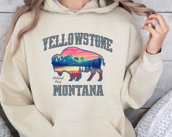 Yellowstone National Park Bison Hoodie - Unisex Sweatshirt, Outdoor Adventure Gift, National Park Lover Apparel, Wildlife Nature Shirt,