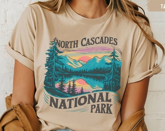 Vintage North Cascades National Park shirt Retro Washington Park Shirt, Pacific Northwest T-shirt, North Casscades  Souvenir gift PNW tee
