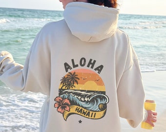 Hawaii Aloha hoodie, Retro Hawaii Beach hoodie, Beach Sweatshirt, Vintage Aloha Sweatshirt, Sunset Hoodie Summer Hoodie Hawaii Surf Hoodie