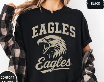 Vintage Eagle Mascot Comfort Colors T-Shirt, Eagles Unisex Graphic Tee, Game Day Vintage Style Tee, Eagle College Shirt, School Football